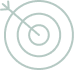 Flèche atteignant une cible à cercles concentriques, symbole de direction, objectif atteint et précision.